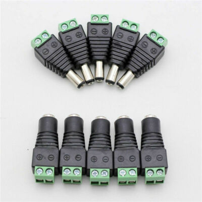 5x Male+ 5x Female 2.1x5.5mm DC Power Plug Jack Adapter Wire Connector DE