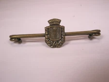 2-1/16" Coat of Arms Shield Gold Tone Vintage Collar Bar L269