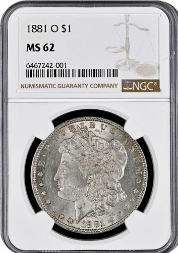 1881-O Morgan Silver Dollar, NGC MS 62
