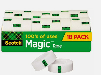 Scotch Magic Tape, Invisible, 3/4 in x 1000 in