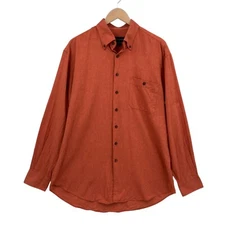 Scott Barber Men's L Burnt Orange Button-Up Shirt Long Sleeve 100% Cotton Casual