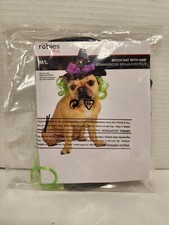 Halloween Witch Hat With Hair Dog Costume Size Medium / Large Rubies Pet Shop