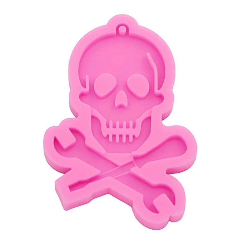Shiny Skull Wrench Resin Mold for DIY Keychains and Pendants