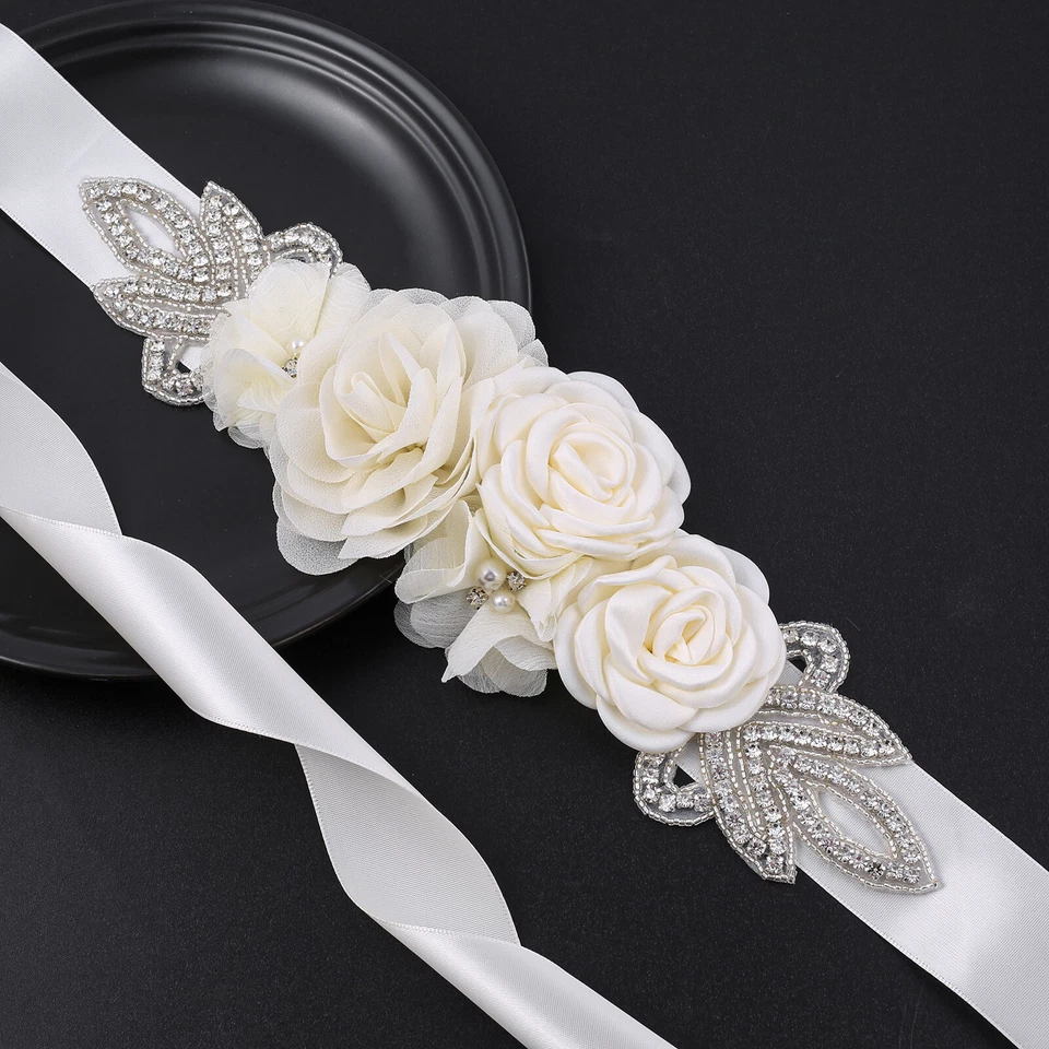 Ретро цветок материнства пояс, цветочный ребенка душа живота пояс, со стразами свадебный ремень - Изображение 4 из 4