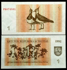 Lithuania 1 Talonas 1992 Banknote World Paper Money UNC Currency Bill Note