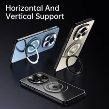 For Honor Magic6 Pro, Luxury Magnetic Hybrid Armor Ring Metal Stand Cover Case