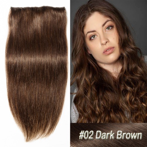 One Piece Extra Thick 100% Remy Human Hair Extensions Clip In 3/4 Full Head 110g - Picture 15 of 41