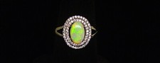 AUSTRALIAN OPAL SILVER .925 RING Size 8 adjustable band, up to Size 9 Good Fire