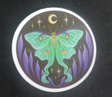 Beautiful Moth Flying In The Moonlight Sticker 2 3/8"