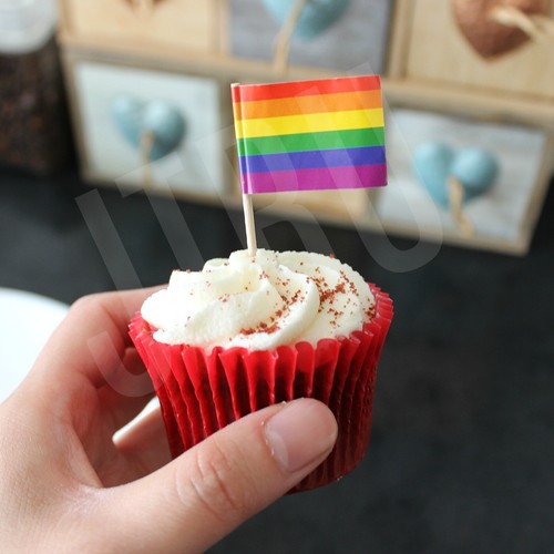 Rainbow Gay Pride Cupcake Topper Toothpicks LGBT Party Flags Decoration Cake - Picture 5 of 12
