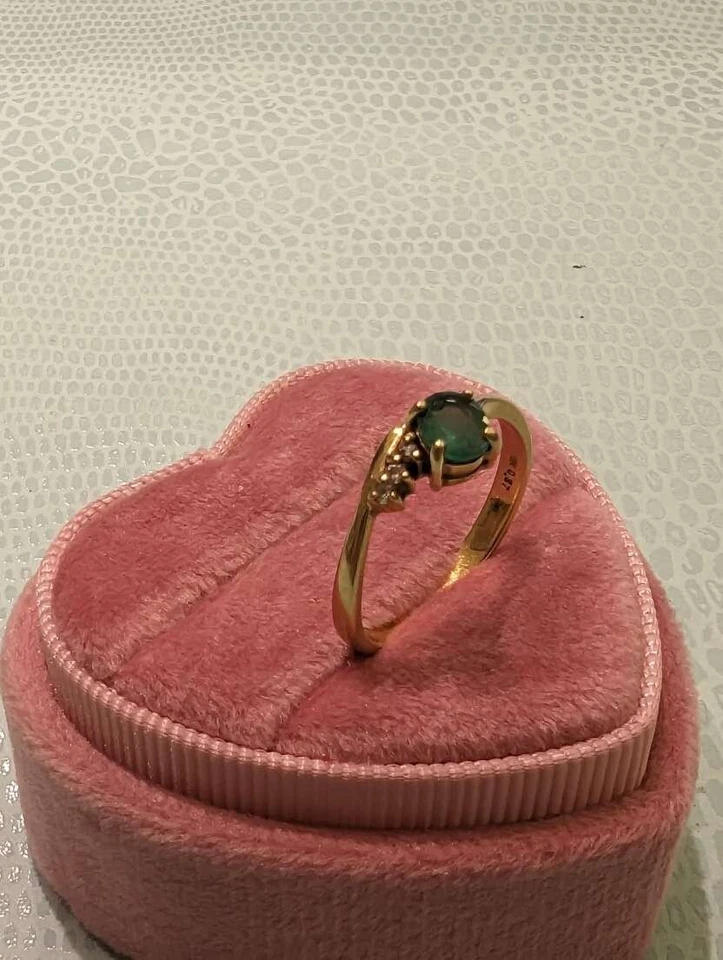 Frauen luxus ring 750er Gelbgold mit emerald green 0.37 ct,brilliants 0.03 ct - Bild 4 von 4