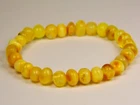 Baltic Amber Bracelet 6.3" Yellow Butterscotch Egg Yolk Natural Stone 6559