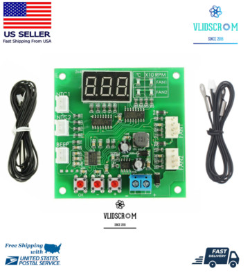 PWM 2 Channel 4 Wire Cooling DC 12/24/48V Fan Temperature Controller Motor Speed
