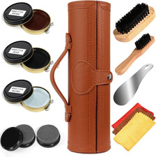Shoe Shine Kit with PU Leather Sleek Elegant Case 12-Piece
