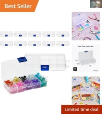 Water-Resistant Mini Tackle Boxes with 10 Grid Dividers for DIY Jewelry Storage