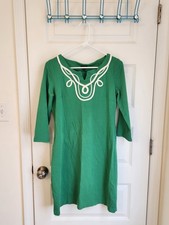Talbots Green White Long Sleeve Midi Sheath Dress Size S #U739