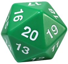 Koplow Games 55mm D20 Opaque Green White Countdown Die Life Counter Spindown