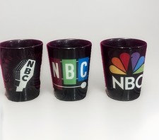 NBC T.V. Vintage Logo Shot Glasses Peacock Ad...