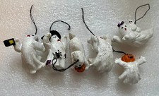 6 Halloween Ghost Ornaments Pumpkin Witch Lantern Glitter Spooky Hanging Decor