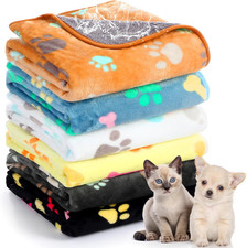 6 Pcs Waterproof Dog Blanket 24 X 16 Inch Paw Print Pet Blanket for Dogs Cats Pu