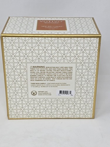 Votivo Spiced Chai Holiday Triple Wick Candle - Large 17 oz - NEW In Box - Picture 5 of 8