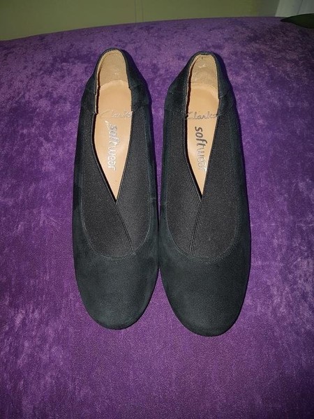 Women Clarks Heels Black Suede 36.5 #7B5Y