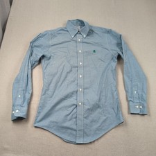 Brooks Brothers Shirt Mens Small Blue Geometric Oxford Regent Office 1818