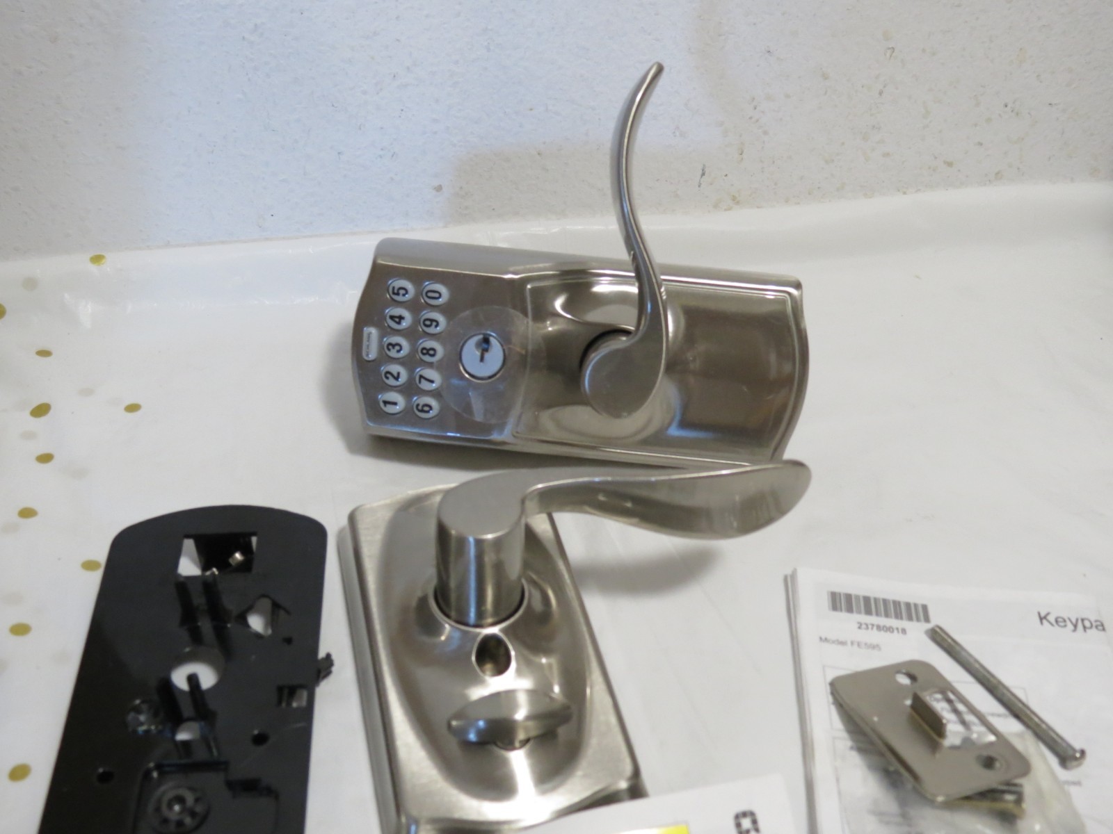 SCHLAGE FE595 V CAM 619 ACC Camelot Keypad Entry & FlexLock Lever Satin Nickel