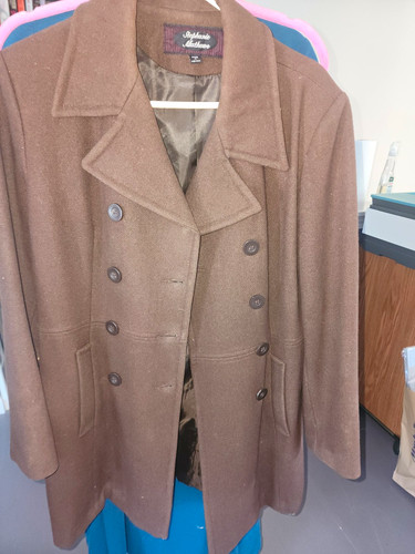Stephanie Mathews Brown Wool Double-Breasted Lined Collared Pea Coat M