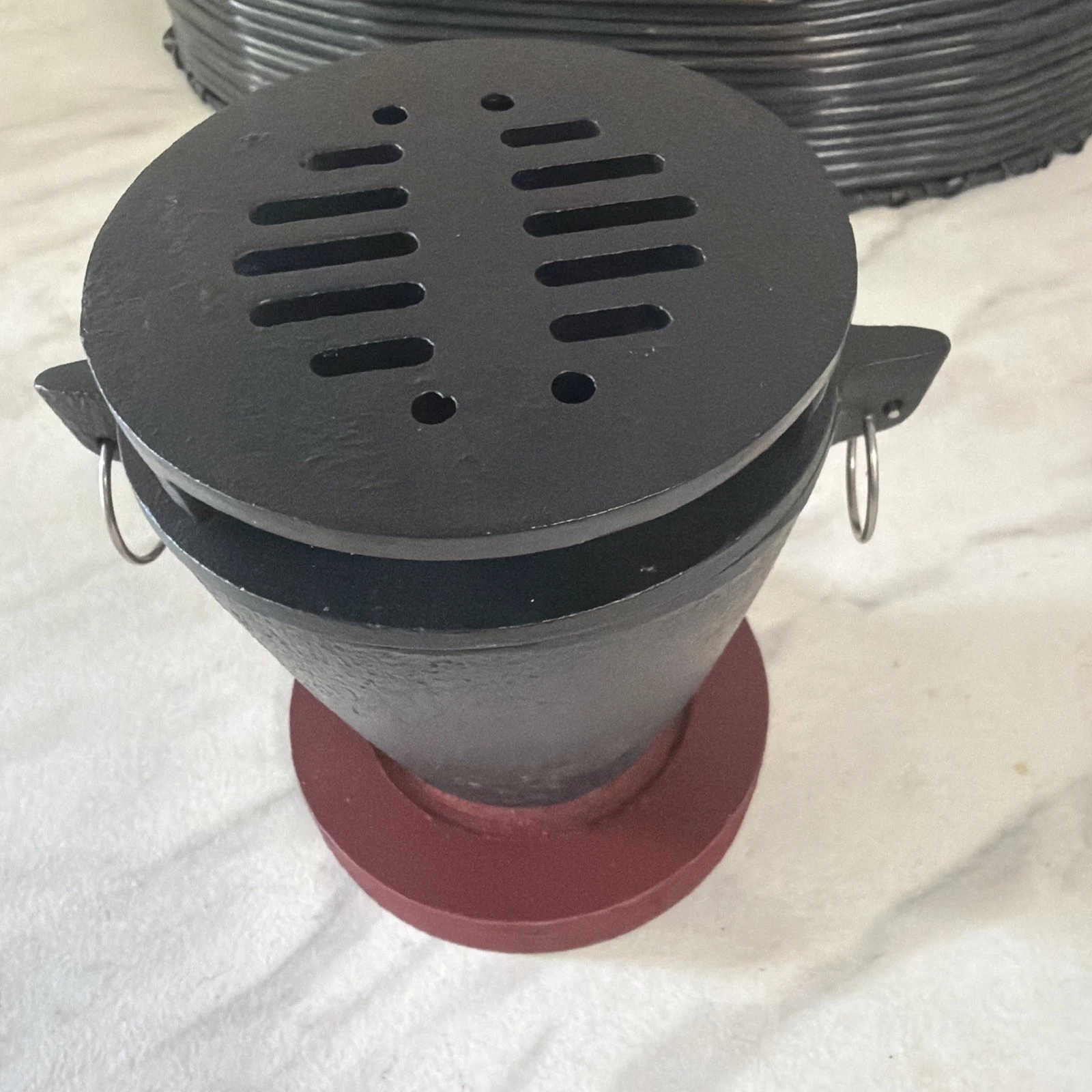 Cast Iron Mini Hibachi Grill Mini Marshmallow Stove W Base Rings To Carry It