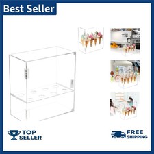8 Holes Ice Cream Cone Holder Stand, Acrylic Cabinet With Handle, Transparent...