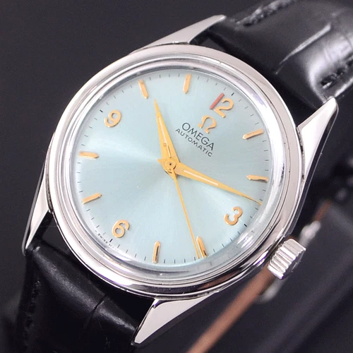 1954'S VINTAGE OMEGA AUTOMATIC SKY BLUE DIAL DRESS MEN'S WATCH RARE ITEMS