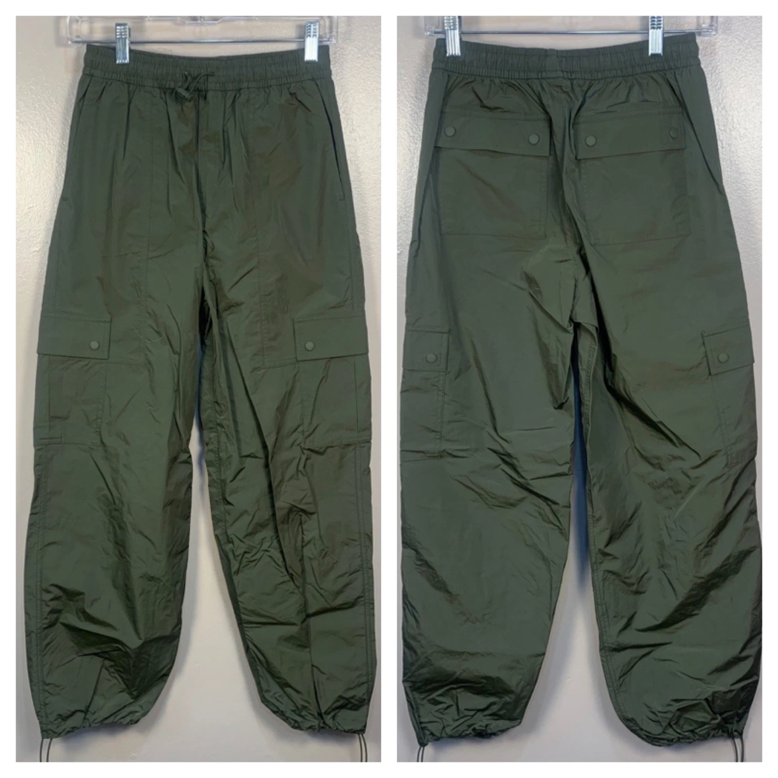 Pink Victoria’s Secret Parachute Campus Cargo Pants Women M Soft Shell XS