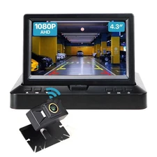 Wireless Backup Monitor Set: Foldable Screen Display + HD 1080P Rear/Front Vi...