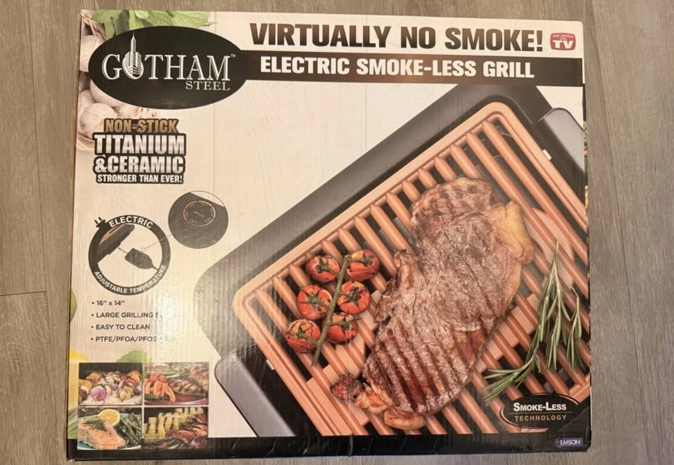 Gotham Steel Indoor Electric Grill 1618 Titanium Ceramic Non-Stick Smoke-Less