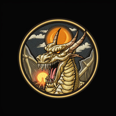 Mythical Dragon Patch Embroidered Iron-on for Clothing Backpack Medieval