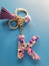 KEYRING K Purple Pink Key Chain Tassel Bag Charm Keyring Purple A100