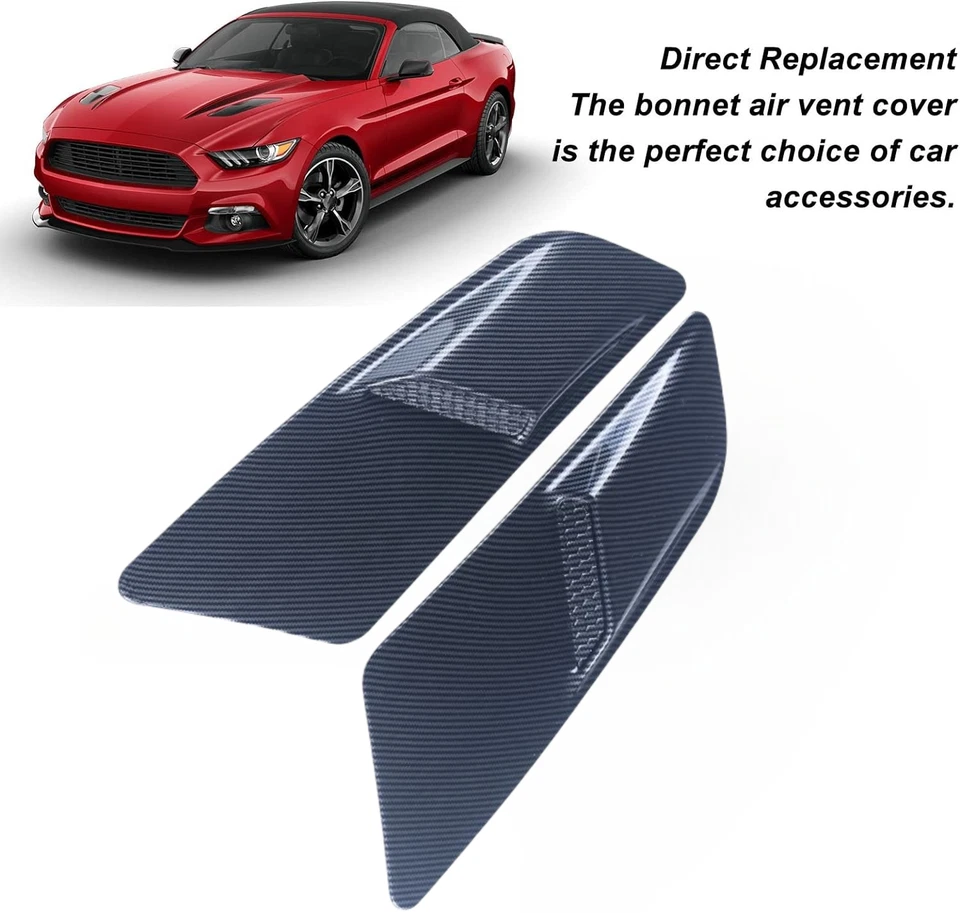 For Ford Mustang 2015 To 2017 Carbon Fiber Car Engine Hood Air Outlet Vent Trim Foto 2 de 4