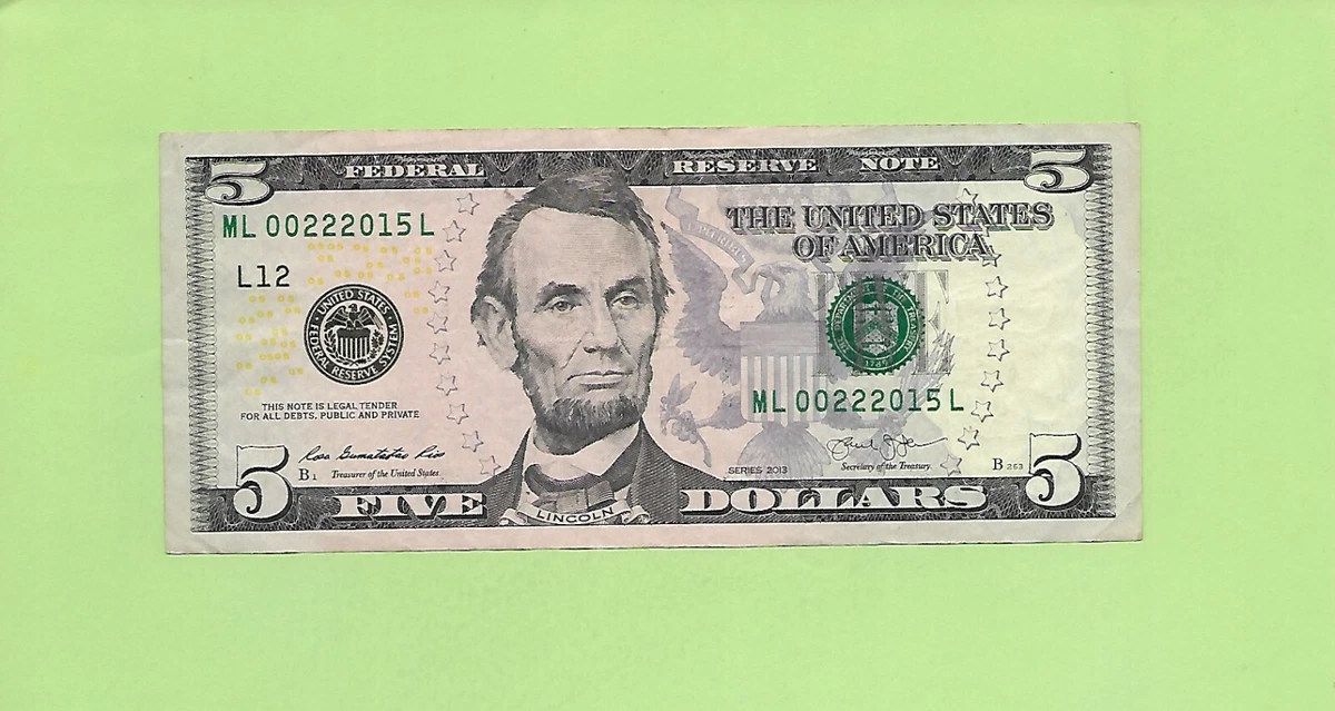 Circulated $5 2013 US Federal Reserve Small Notes for sale | eBay