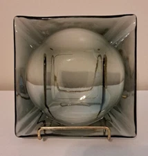 Vintage Mid Century Modern Glass Smokey Gray Ashtray MCM Square 5.75" x 5.75" 