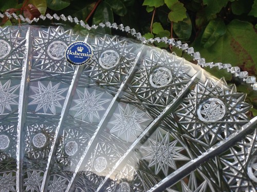 JARRÓN DE CRISTAL DE PLOMO BOHEMIA TRANSPARENTE CORTE A MANO 24% BOHEMIA DE COLECCIÓN 12" NUEVO EN CAJA - Imagen 3 de 6