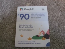 Google Fi 5G+4G Simply Unlimited SIM Kit Includes $90 Bill Credit Never Used!