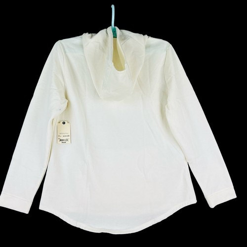 St John's Bay Women's Pullover Ivory Fleece Hoodie Sweatshirt Size Medium NWTD - Picture 3 of 10