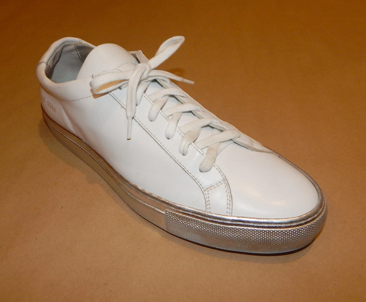 Common Projects Achilles, Low Shiny Sole Sneakers, Woman, White, Leather, 10US/4