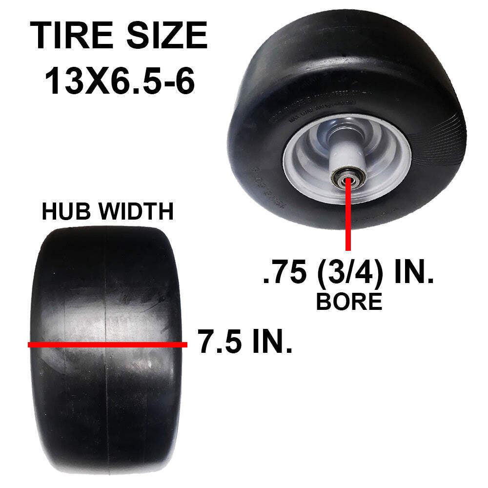 No Flat Tire 13X6.5-6 Fits Hustler 747782 Bearings Installed