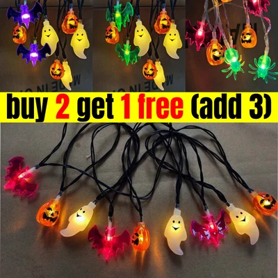 10/20/30LED Halloween String Lights Pumpkin Lamp Light Up Indoor Outdoor Garden