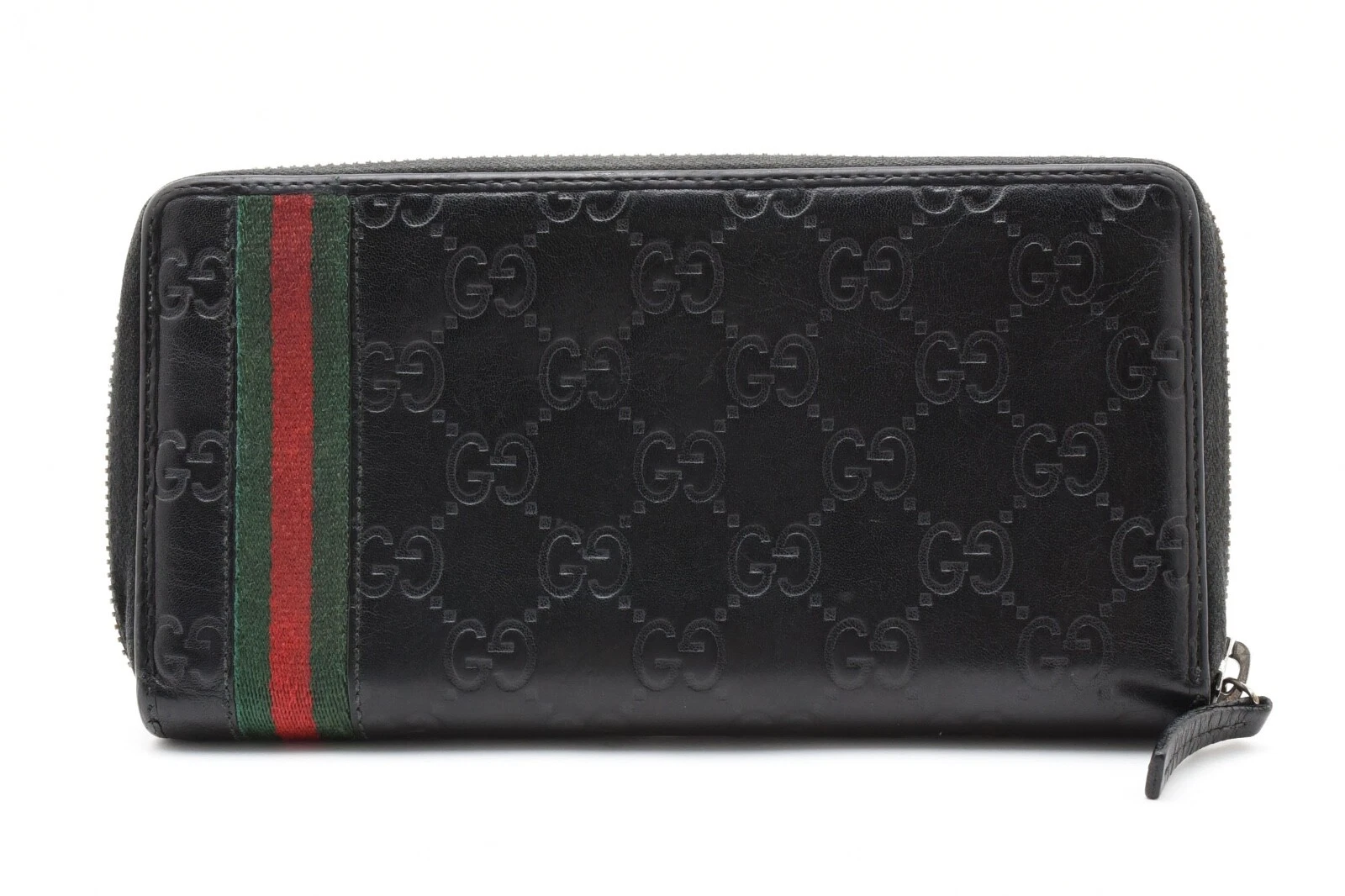 Portefeuille homme GUCCI GG Supreme Shima cuir zippé noir ligne sherry