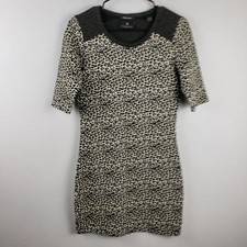 Maison Scotch Punk Radar Size 8 Leopard Animal Print Cheetah Dress Fitted Black