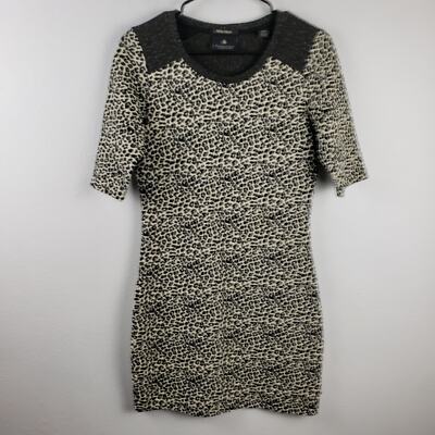 Maison Scotch Punk Radar Size 8 Leopard Animal Print Cheetah Dress Fitted Black