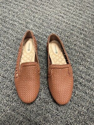 Loafer Birdies Leather Flats Birdies The Starling Cognac Woven